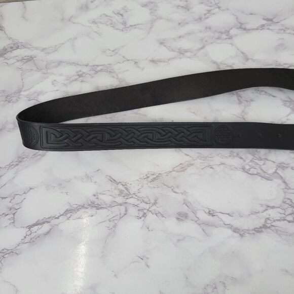 Bergamot Vintage 80s Black Leather Celtic Belt with Silver 2D Dragon Buckle - Picture 12 of 14